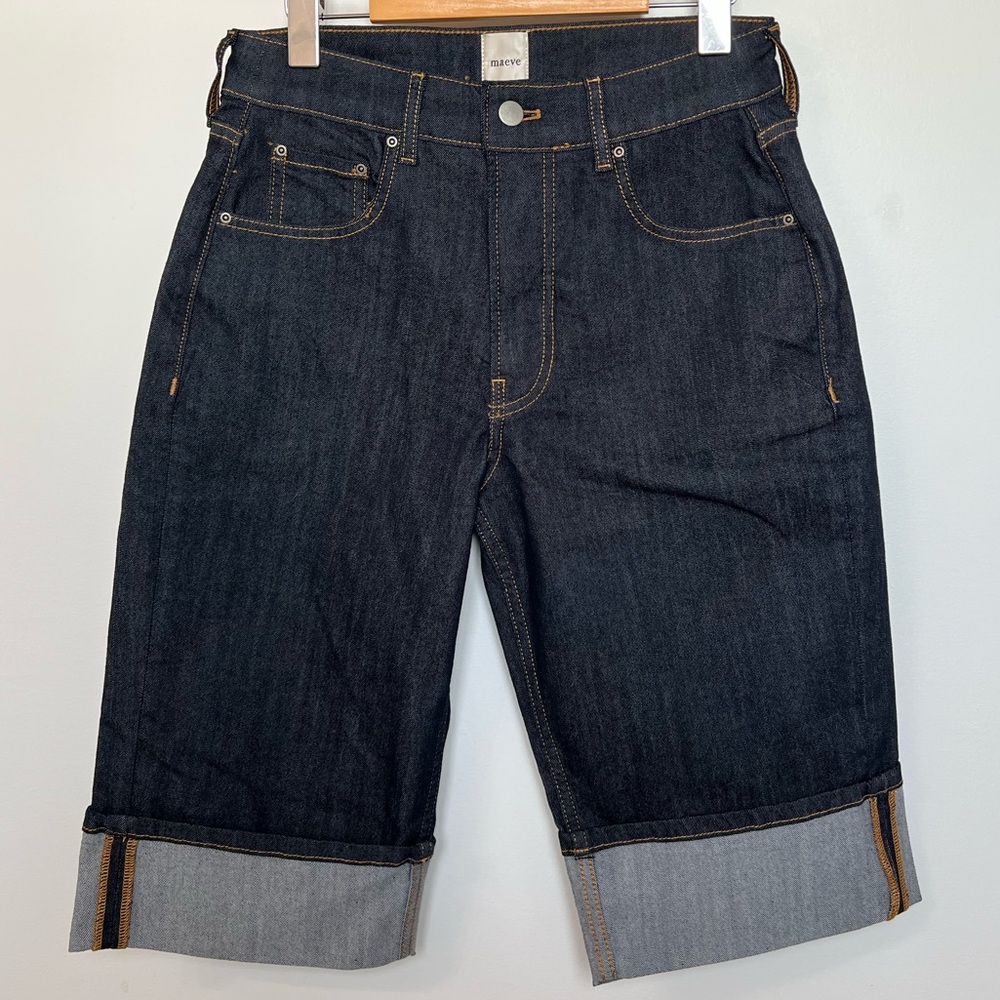 Maeve Cuffed Denim Bermuda Shorts size 28